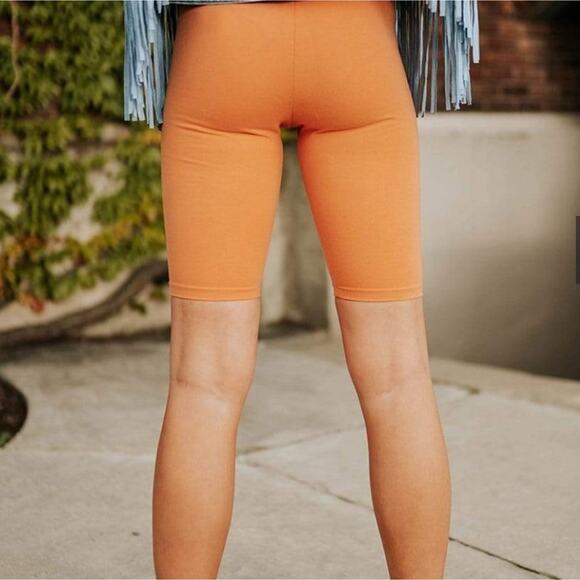 NEW Clad and Cloth Tour De France Orange Sherbet High-Waist Biker Shorts L - Picture 4 of 8